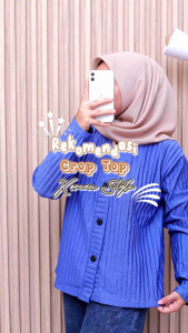 Cardigan Crop top Blouse Hornet Lengan Panjang Wanita / Atasan Kancing Knit Lengan Panjang Premium