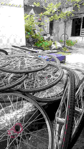 Roda Becak 1 set + As murah