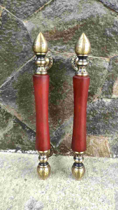 Gagang Pintu Rumah Kuningan & Set Kunci Antik Motif Sawo 49 cm 4 Pcs