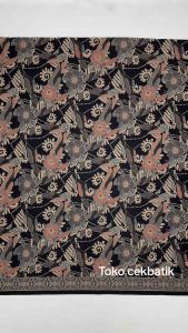 kain batik - Kualitas Ekspor Motif Elegan Balian Bunga Manis V2 (Hitam)