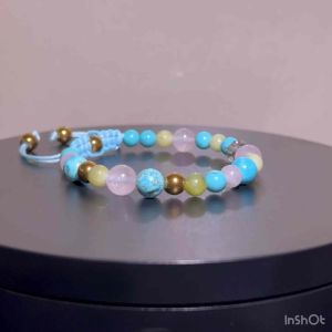 CW Manila - JEWELS Collection - Multi Size Adjustable Bracelet - Turquoise Rose Quartz Green Jade with Faceted Zircon Spacers
