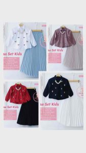 New Arrival Setelan Baju Muslim Anak Atasan Dan Rok Hyget Plisket Risa Set Kids By Fasha