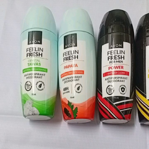 AVON FEELIN FRESH 75ml roll on Deodorant Crdtal TawasPowderlight PowerPure energy Ultra Gluthathione.