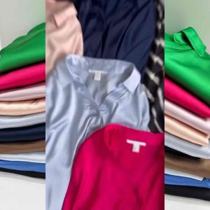 Long Sleeve V Neck Silk Shirt by H*M - Kemeja Lengan Panjang Wanita