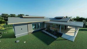 บ้านสไตล์ปั้นหยา 4นอน 2น้ำ 1โถง 2ครัว 1พยาบาล 1พระ 1ซักล้าง พื้นที่420ตร.ม.