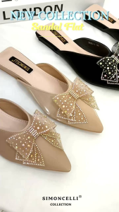 Simoncelli Sandal Wanita Flat Runcing Pita Sandal Kerja Kuliah Kondangan Sendal Elegant Import 7686-1