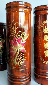 Ống Đựng Nhang Gỗ Tràm Hoa Sen nổi/Ống Nhang Cao Cấp