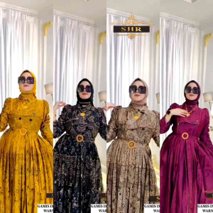 NEW SHR MAXI DRESS ZIPER SATIN BORDIR BY SHR 100%