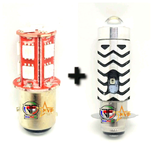 Paket Combo Hemat Lampu Motor ( H6 Laser Putih Kuning Senja Biru + Stop Rem 13 MATA Flash ) Universal arus Dc 12 Volt Motorcycle Sporty