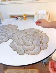 pvc Peony placemat Western placemat table mat Thermal insulation non-slip anti-hot creative decorative mat