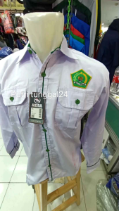 Kemeja Kementerian Agama RI: Seragam Putih Lis Hijau & GRATIS Bordir Nama