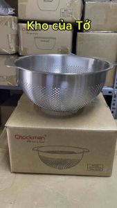 Rổ innox 18/10 dáng bầu Chockmen size 25cm dùng vo gạo làm rổ decor đựng hoa quả trên bàn ăn ckm248