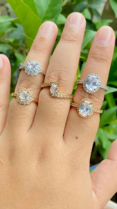 RinaXp- Cincin Petir Kecil xuping Mata Tengah Permata Zircon Tanam Model Terbaru
