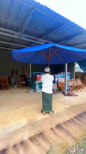 Rangka payung kayu jati + kain waterprof payung taman payung cafe payung hotel dan restoran payung pantai tenda payung outdoor