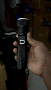 Multi-Functional Hunting Flashlight for All Conditions Aluminum Alloy High-Power Strong Light Flashlight with Red Lanyard and Yellow Battery