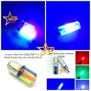 Paket Lampu Stop Rem Jelly RGB Garis 7 in 1 Mode Flash dan Kedip + Sen Jelly Kedip 4 Warna Led Depan Belakang Universal Wajib DC 12 Volt