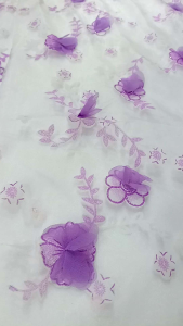 bahan organdi motif 3D tridi terbaru bunga cod mewah.