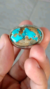 CINCIN BATU PIRUS PERSIA BIRU PANCI MOTIF HURUF ARAB JUMBO ASLI NATURAL