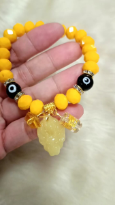 Fengshui Yellow Nine Tailed Fox w/Evil Eye Money Bar Mantra