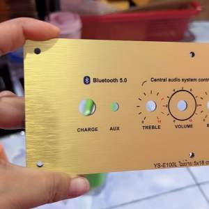 เพลท YS-E100L 5*18cm วัตแบตเม็ดไฟ 12-11มิล DC/11มิล สวิชต์เปิดปิด 4มิล หนา สีทองหนา 4มิลพร้อมเซาะหลัง