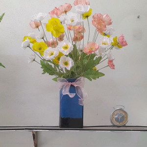 Bình gốm vuông men hỏa biến (tặng nơ gai)