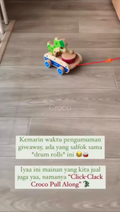 Mainan Dorong Mobil Buaya Kayu Click Clock Croco Edukasi Anak