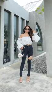 🎉ขาเดฟผ้ายืดๆแต่งขาดเซอร์จ้าวินเทจสุดๆเก็บทรงได้สวยมากงามสุดๆจ้า แนะนำเผื่อไซส์ค่ะ