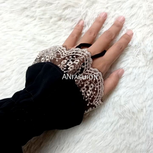 Gamis jetblack renda gold dan Hitam/ Gamis jetblack Renda tali