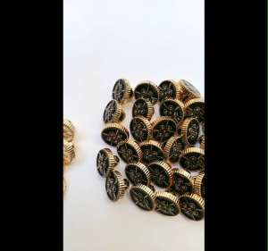 100 Kancing Jamur / Kancing Baju Gold Hitam Putih Motif KOCK 11 mm