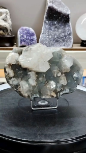 Natural India Apophyllite Crystal with Chalcedony Crystal Ornament