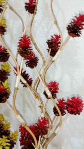 BUNGA KERING HIASAN RUANG TAMU/Bunga Kering Pinus/BELI 2 GRATIS 2 BAMBU ULIR/Dekorasi Bunga Pinus/Stik Ulir Pinus