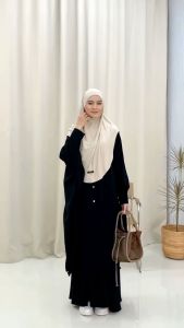 Fashion Muslim Wanita Terbaru 2025 Gamis One Set Abaya Set Rok Bahan Crinkle Airflow Premium - Aurora Abaya