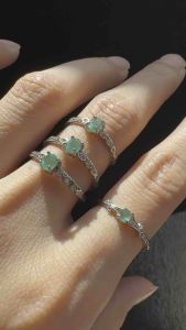 Natural Genuine | Loveau Jewel | • Emerald Ring  • S925 | Adjustable