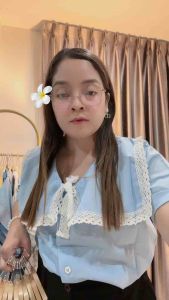 RN497.งานรวมแบบเสื้อสาวอวบ เสื้อสีฟ้าสาวอวบ เสื้อทำงาน