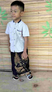 SARUNG CELANA BATIK WAYANG PUTIH KEMBAR COUPLE BAPAK ANAK