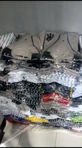 baju Jersey Baseball anak putih salur hitam pakaian outdoor kualitas premium