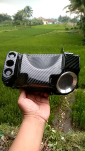 Veloscope Black carbon Tutup filter Beat karbu Scoopy karbu ori kvy900 corong warna silver