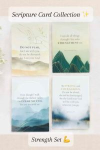 A6 Scripture Cards Set (Strength Peace Hope &amp Love) &ndash set of 4 Bible Verse Cards | Christian Gift Encouragement &amp Stationery