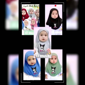 HIJAB ANAK BAYI MAURIN KUROMI 0-12 Bulan/1-4 Tahun hijab terbaru dan terlaris SYIRIA MAURIN KUROMI kerudung anak bayi terbaru