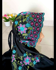 MUKENA LAJURAN BORDIR DEWASA TERUSAN HITAM MUKENAH REMAJA GROSIR