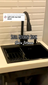 Paket Kitchen Sink Hitam 6045 & Bak Cuci Piring 1 Lubang Set Lengkap