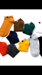 PER 5 PASANG Kaos kaki Cerah Blok Serat Bambu