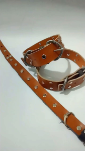 Kalung Anjing Besar Kecil peneng dog  Kulit coklat  Accesories hewan COD