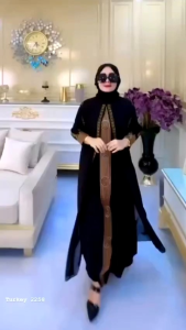 Abaya Elegan Hitam Merah & Abaya Turki Terbaru 2023