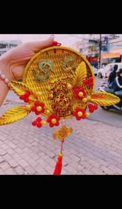 Set 2 mẹt tre vàng trang trí lễ Tết may mắn