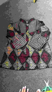 ATASAN BAJU BATIK WANITS BLOUSE KANCING KOMBI BLOUSE MODEL LENGAN LONCENG BISA COD