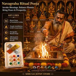 Navaratnam Panchalogam Set for Pooja Navarathinam kal and Panchalogam | 9 Gemstones + 5 Metal Plate | Hindu Spiritual Kit