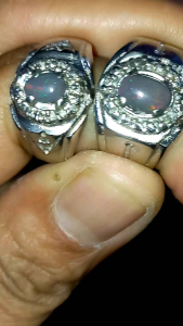 natural kalimaya abu banten 2pcs jarong joss kinclong no krak.kduanya ring alpaka no.7