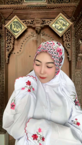 Mukena Terusan Dewasa Bordir Kain Katun Grade A Mukena Lajuran / Lajur