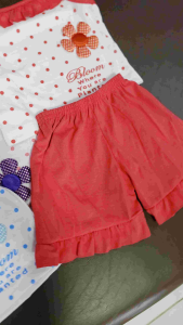 3Pairs Ruffled Short And Sleeveless Top Set For Baby Girl 3-8 Months Old in Adorable Solid Colors
